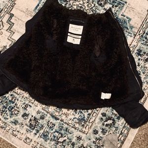 Abercrombie & Fitch Rugged Adirondack Jacket Mens Size XL BLACK Faux Fur